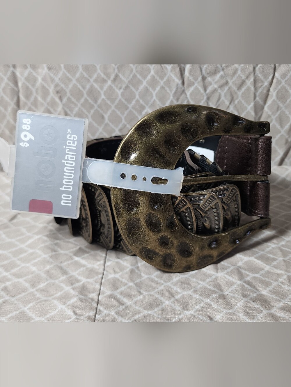 NWT No Boundaries Metal And Faux Leather Stretch Belt Sz S/M